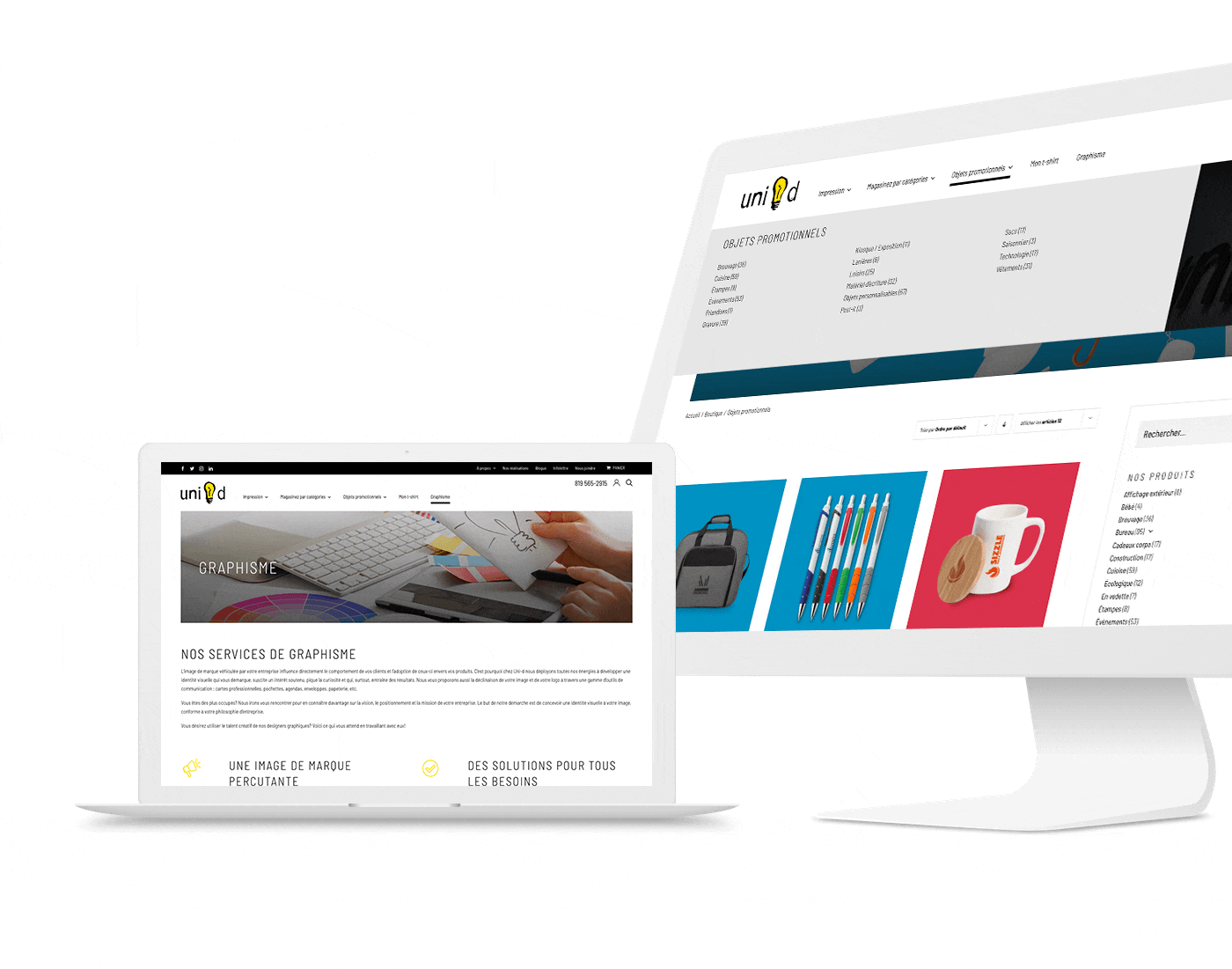 Site Web de Uni-d, boutique en ligne et boite à outils pour PME et travailleurs autonomes / 2021 - Réalisation signée Projex Media