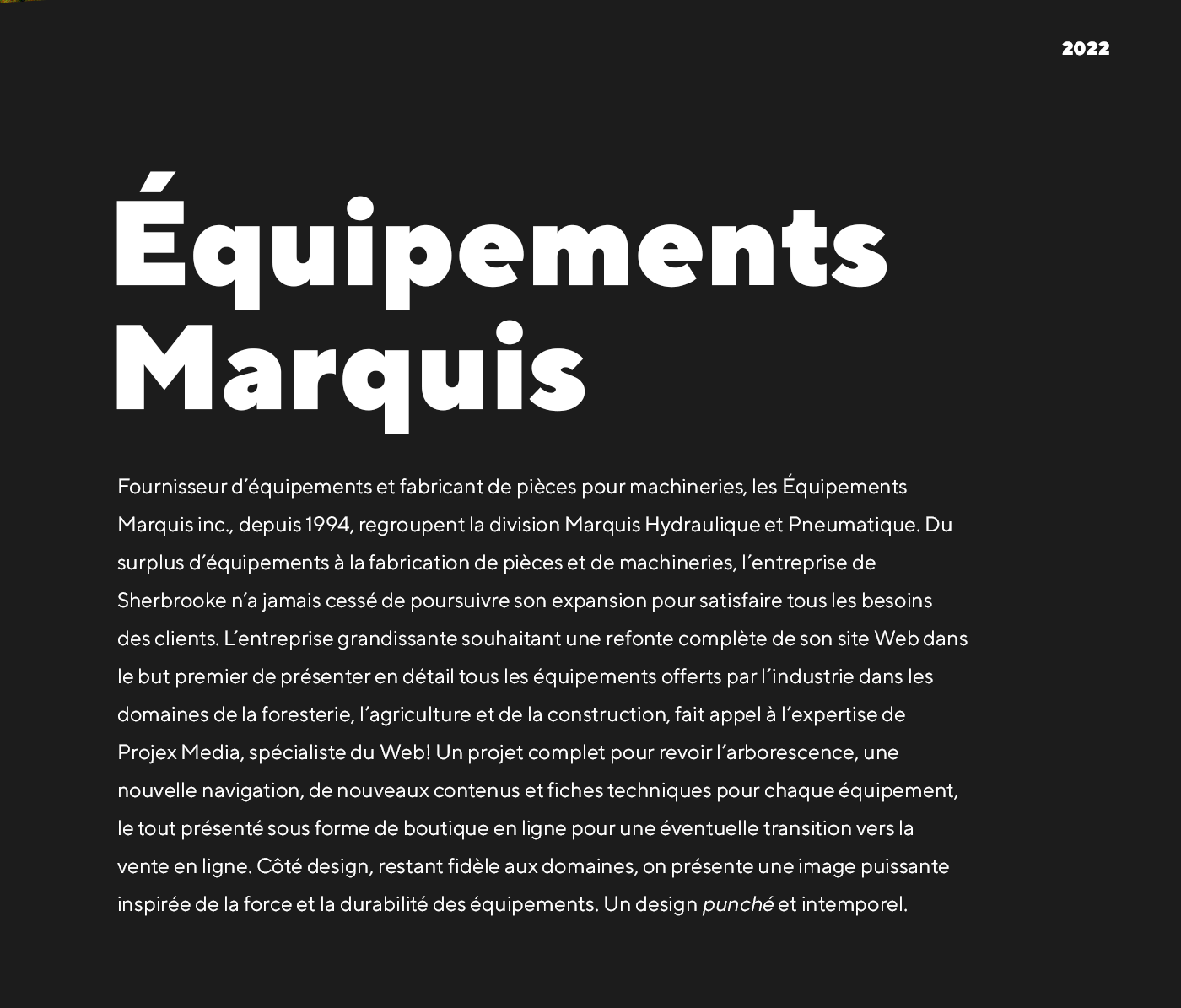 Équipements Marquis / 2022 - Réalisation signée Projex Media